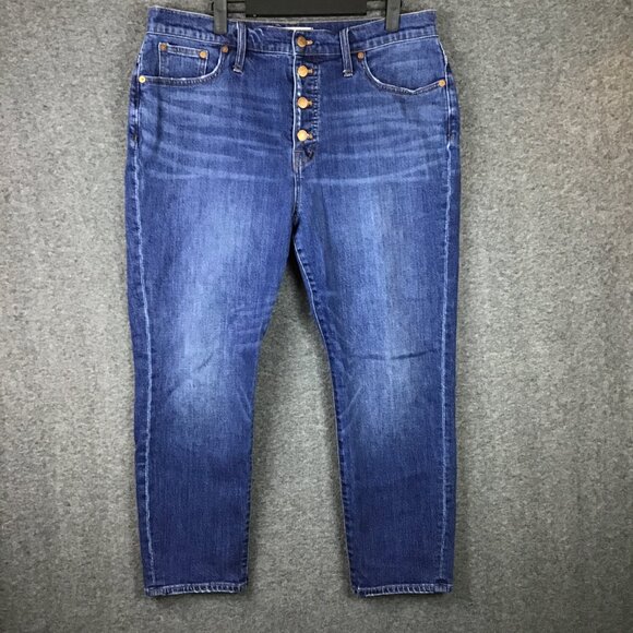 Madewell Button Fly Cropped Straight Leg Jeans Sz 34 W - Picture 1 of 9